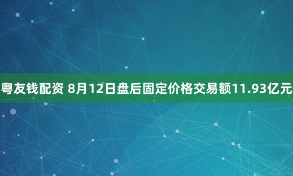 粤友钱配资 8月12日盘后固定价格交易额11.93亿元